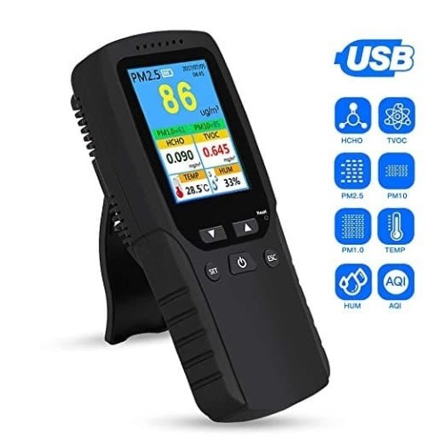 Air Quality Monitor 8-in-1 TVOC HCHO PM2.5 PM10